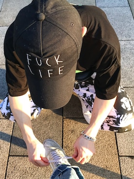 「AZSのアイテム（キャップ）」を使った、syunさん（メンズ・160cm）の冬コーディネート