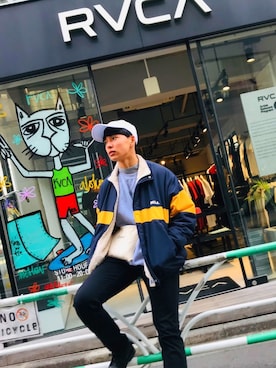 「UCLA（ユーシーエルエー）のアイテム（ジャケット/アウター）」を使った、Ryotaroさん（メンズ・170cm）の春コーディネート