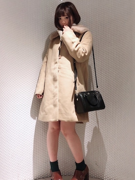 「OLIVE des OLIVE（オリーブデオリーブ）のアイテム（ステンカラーコート）」を使った、saltmotiさん（レディース・158cm）の秋コーディネート