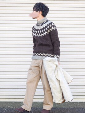 「orcival」｜「アイテム（ステンカラーコート）」を使った、seiさん（メンズ・170cm）の冬コーディネート