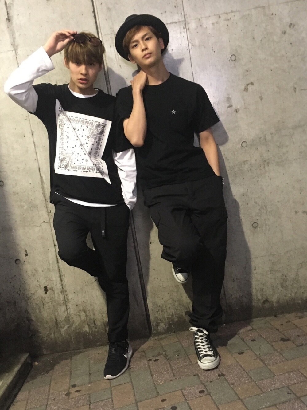「黒、コンバース、EBISU536、ハット、ワンマンヨロピコー、ミリタリー、輩じゃないよ」｜「CONVERSEのアイテム（Tシャツ/カットソー、ブラック系）」を使った、REIさん（メンズ・175cm）の春コーディネートの1枚目の写真