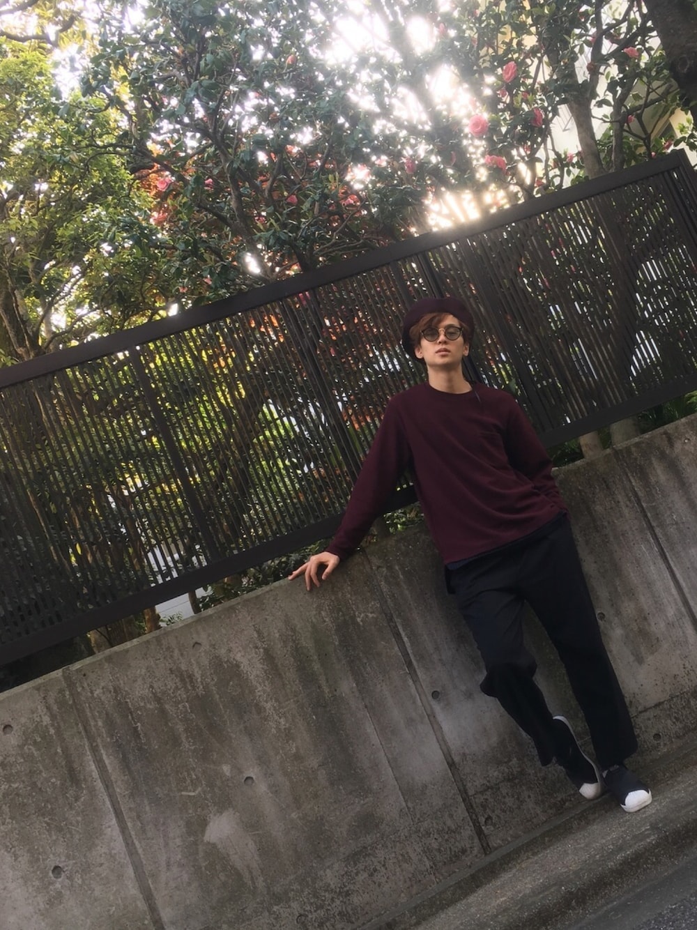 「春、RAGEBLUE、A.D.S.R.、adidas originals、STUDIOUS、ベレー帽、HARE、EBISU536」｜「HAREのアイテム（ハンチング/ベレー帽、パープル系）」を使った、REIさん（メンズ・177cm）の春コーディネートの1枚目の写真