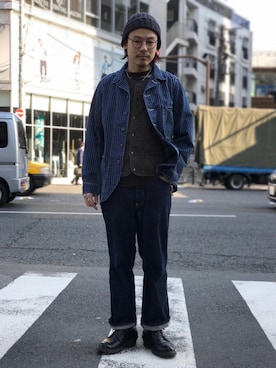 「schott（ショット）のアイテム（ブルゾン）」を使った、Junpeiさん（メンズ・166cm）の春コーディネート