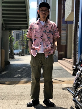 「Schott（ショット）のアイテム（カーゴパンツ）」を使った、Junpeiさん（メンズ・166cm）の春コーディネート