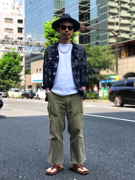 「schott（ショット）のSchott/ショット/LENOX/サングラス　日本製（サングラス）」を使った、Junpeiさん（メンズ・166cm）の夏コーディネート