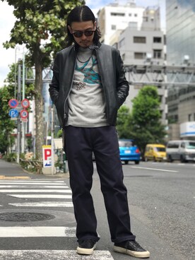 「schott（ショット）のSchott/ショット/LENOX/サングラス　日本製（サングラス）」を使った、Junpeiさん（メンズ・166cm）の夏コーディネート