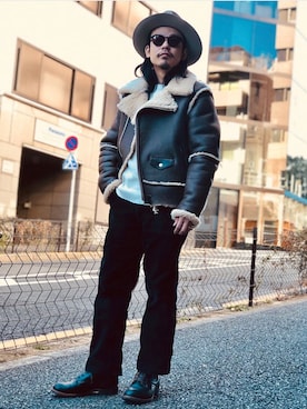 「Schott（ショット）のSchott/ショット/TC WORK PANTS/ティーシー ワーク パンツ（チノパンツ）」を使った、Junpeiさん（メンズ・165cm）の冬コーディネート
