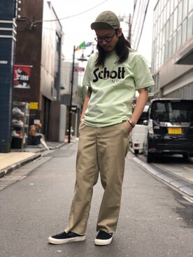 「schott（ショット）のSchott/ショット/URBAN CHINO PANTS/アーバン チノパンツ（チノパンツ）」を使った、Junpeiさん（メンズ・165cm）の春コーディネート