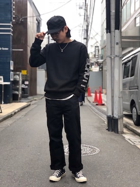 「schott（ショット）のアイテム（帽子）」を使った、Junpeiさん（メンズ・165cm）の秋コーディネート