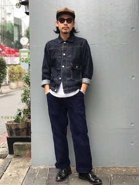 「Schott(ショット)のアイテム(パンツ)」を使った、Junpeiさん(メンズ・165cm)の秋コーディネート