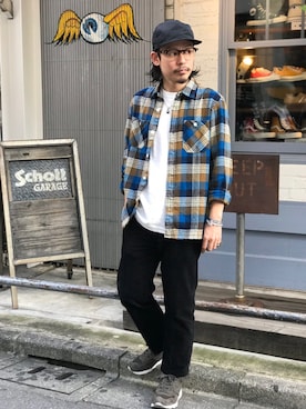 「schott（ショット）のアイテム（帽子）」を使った、Junpeiさん（メンズ・165cm）の秋コーディネート