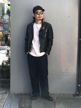 「schott（ショット）のアイテム（帽子）」を使った、Junpeiさん（メンズ・165cm）の秋コーディネート