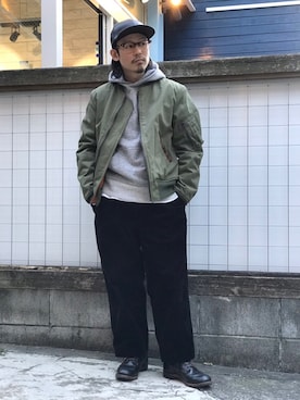 「schott（ショット）のアイテム（MA-1）」を使った、Junpeiさん（メンズ・165cm）の冬コーディネート