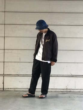 「schott（ショット）のアイテム（ブルゾン）」を使った、Junpeiさん（メンズ・165cm）の夏コーディネート