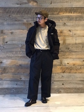 「schott(ショット)のアイテム(ダウンジャケット/コート)」を使った、Junpeiさん(メンズ・165cm)の夏コーディネート