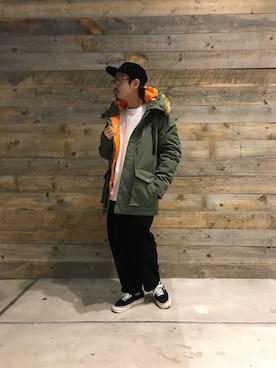 「schott(ショット)のアイテム(帽子)」を使った、Junpeiさん(メンズ・165cm)の秋コーディネート