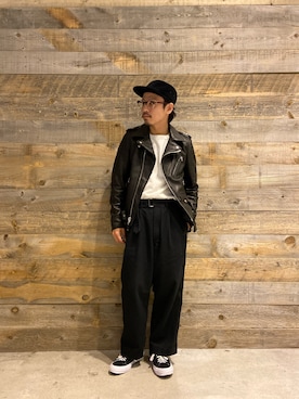 「schott（ショット）のアイテム（キャップ）」を使った、Junpeiさん（メンズ・165cm）の秋コーディネート