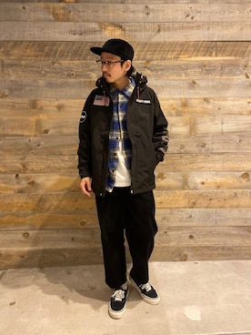 「schott(ショット)のアイテム(キャップ)」を使った、Junpeiさん(メンズ・165cm)の秋コーディネート