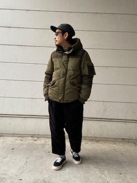 「schott(ショット)のアイテム(ダウンジャケット/コート)」を使った、Junpeiさん(メンズ・165cm)の秋コーディネート