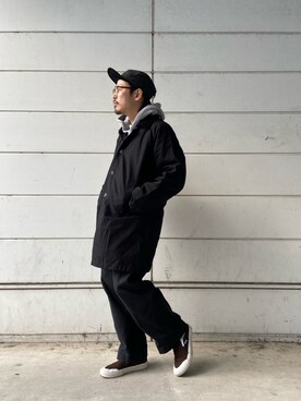 「schott（ショット）のアイテム（ステンカラーコート）」を使った、Junpeiさん（メンズ・165cm）の秋コーディネート
