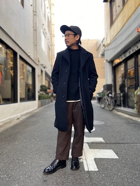 「SCHOTT」｜「アイテム（チェスターコート）」を使った、Junpeiさん（メンズ・165cm）の秋コーディネート