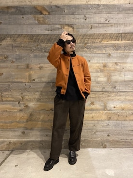 「アイテム（スタジャン、オレンジ系）」を使った、Junpeiさん（メンズ・165cm）の冬コーディネート