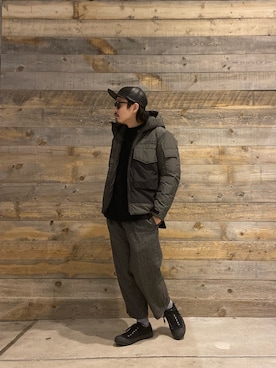 「schott（ショット）のアイテム（キャップ）」を使った、Junpeiさん（メンズ・165cm）の冬コーディネート