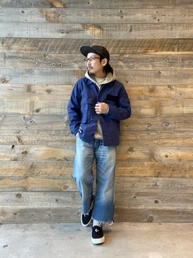 「schott（ショット）のアイテム（キャップ）」を使った、Junpeiさん（メンズ・165cm）の冬コーディネート