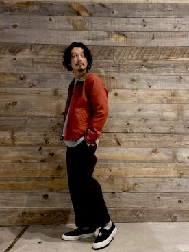 「schott（ショット）のアイテム（スラックス）」を使った、Junpeiさん（メンズ・165cm）の冬コーディネート