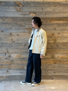 「schott（ショット）のアイテム（スラックス）」を使った、Junpeiさん（メンズ・165cm）の春コーディネート