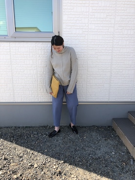 「select MOCA（セレクトモカ）のリンキングオーバーサイズタートルニット（ニット/セーター）」を使った、마이さん（レディース・175cm）の秋コーディネート