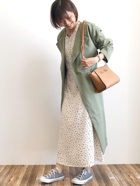 「Green　Parks（グリーンパークス）のビット金具付きミニショルダーバッグ＊（ショルダーバッグ）」を使った、shibaさん（レディース・154cm）の冬コーディネート