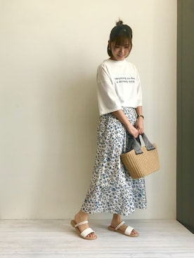 「更紗柄」｜shibaさん（レディース・154cm）の春コーディネート