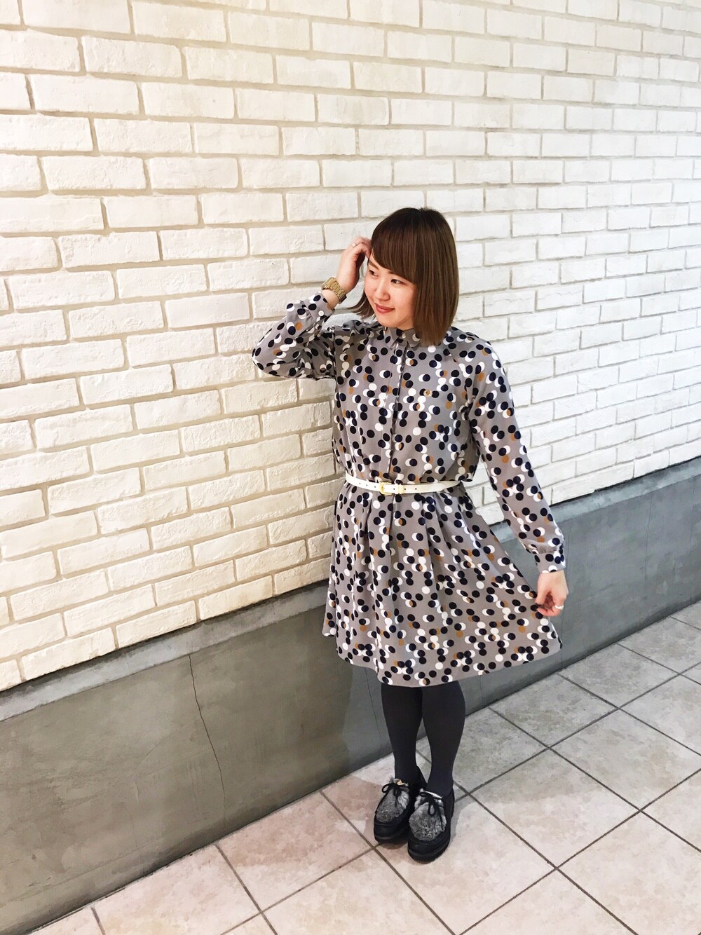 Azusa Isobeさんの「Print Shirt Dress（FRED PERRY）」を使ったコーディネート