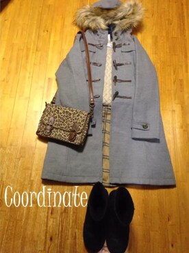 「earth music&ecology（アースミュージックアンドエコロジー）のアイテム（ダッフルコート）」を使った、みゆ9zくまてつさん（レディース・162cm）の秋コーディネート