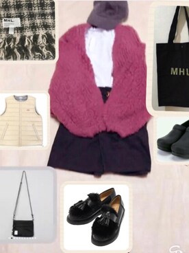 「アイテム（ダウンベスト、その他）」を使った、みゆ9zくまてつさん（レディース・162cm）の冬コーディネート