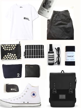 「MHL.（エムエイチエル）のアイテム（財布/小物）」を使った、みゆ9zくまてつさん（レディース・162cm）の秋コーディネート