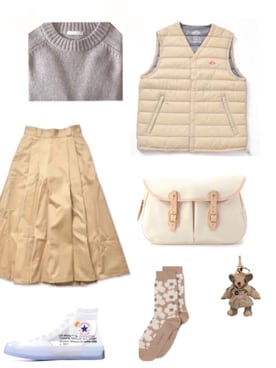 「アイテム（ダウンベスト、その他）」を使った、みゆ9zくまてつさん（レディース・162cm）の秋コーディネート