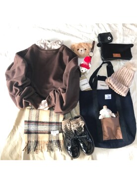 「アイテム（ポーチ）」を使った、みゆ9zくまてつさん（レディース・162cm）の冬コーディネート