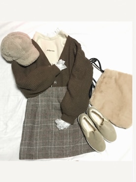 「SM2（エスエムツー）のアイテム（キャップ）」を使った、みゆ9zくまてつさん（レディース・162cm）の冬コーディネート