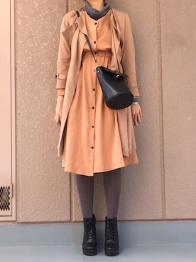 「3色コーデ」｜「アイテム（その他アウター）」を使った、のじょみさん（レディース・164cm）の春コーディネート