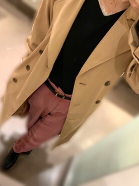 「RETRO GIRL（レトロガール）のアイテム（トレンチコート）」を使った、きょん。さん（レディース・162cm）の春コーディネート