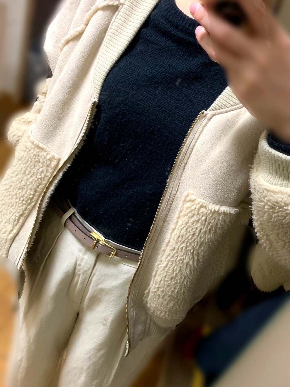 「パステル映える春、シンプルコーデ、ゆるコーデ、fashion、はるコーデ、プチプラコーデ、ジーユー、ジーユーコーデ、GU、GUコーデ」｜「E hyphen world galleryのアイテム（ニット/セーター、ブルー系）」を使った、きょん。さん（レディース・162cm）の春コーディネートの1枚目の写真