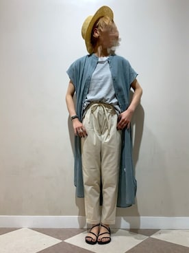 「シアーワンピース」｜「アイテム（シャツワンピース）」を使った、rinaさん（レディース・161cm）の夏コーディネート