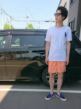 「アイテム（スリッポン）」を使った、Y.A.a.m.さん（メンズ・174cm・20代）の夏コーディネート