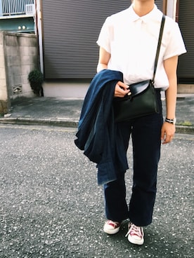「CONVERSE（コンバース）のアイテム（スニーカー、レッド系）」を使った、☺︎さん（レディース・156cm）の夏コーディネート