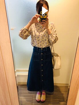 「Adam et Rope' Le Magasin（アダムエロペルマガザン）のアイテム（ピアス（両耳用））」を使った、もなみさん（レディース・161cm）の春コーディネート