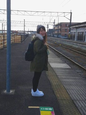 「beautiful people（ビューティフルピープル）のアイテム（モッズコート）」を使った、まみんさん（レディース・148cm）の冬コーディネート