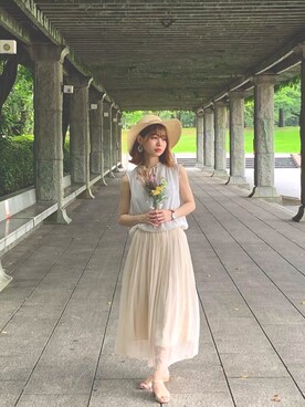 「OFUON（オフオン）のアイテム」を使った、温音(おと)さん（レディース・163cm）の夏コーディネート