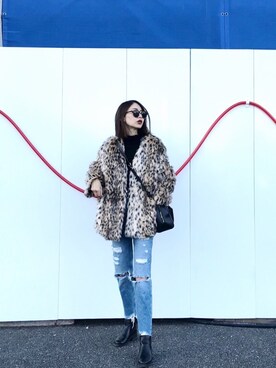 「WEGO（ウィゴー）のアイテム（ノーカラージャケット）」を使った、Tomo さん（レディース・153cm）の冬コーディネート